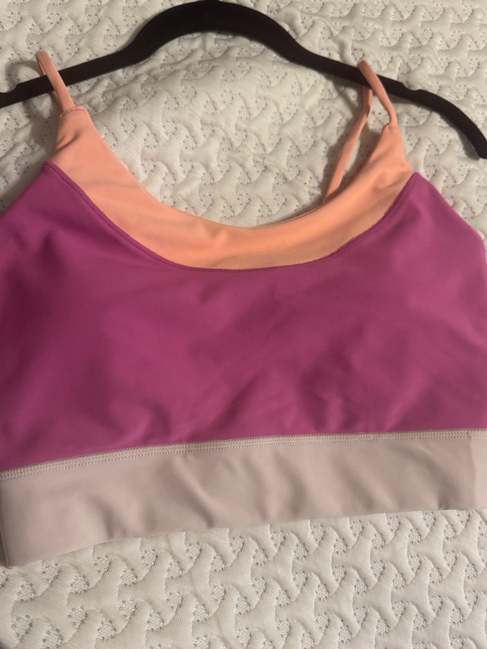 Sage Peach Pink Purple Colorblock Sports Bra